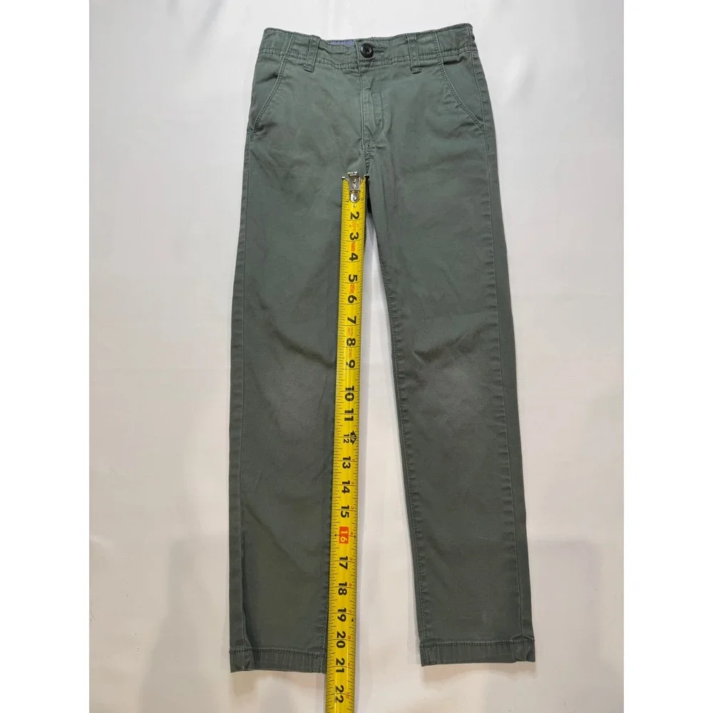 OshKosh B'gosh Chino Pants Kids‎ Size 7 Olive Green Good Adjustable Waist Slim
